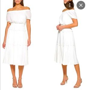 White Tommy Hilfiger off the shoulder midi dress nwt